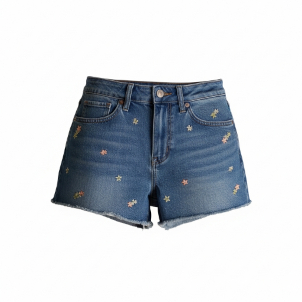 AMERICAN EAGLE Denim Shorts WITH FLOWER DESIGN SIZE 0 - Picture 6 of 7